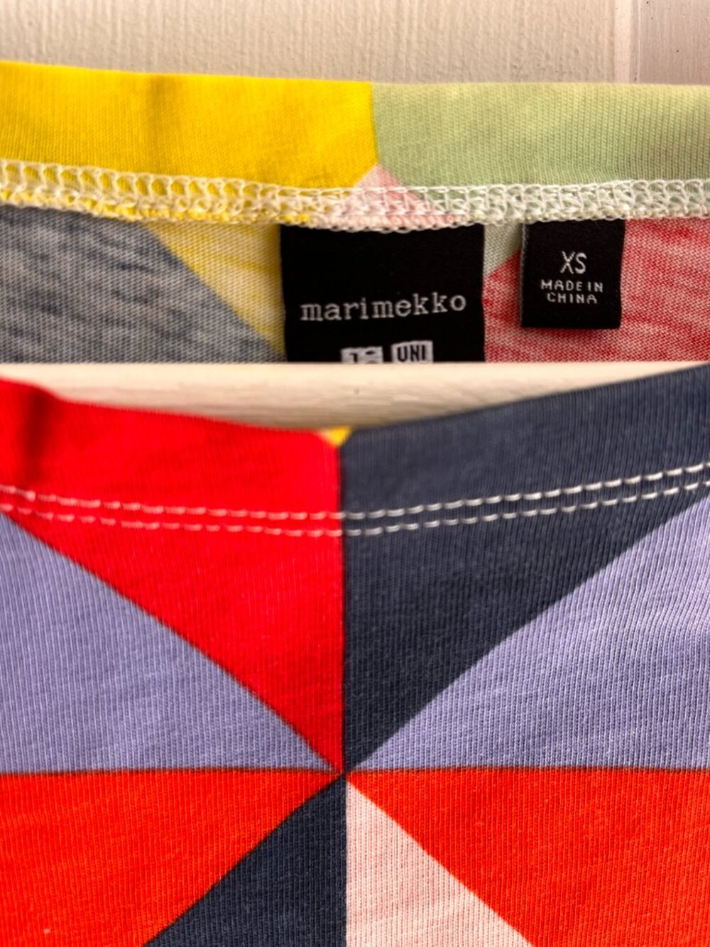 Uniqlo x Marimekko geometric multi-color 3/4 sleeve top XXS - Picture 4 of 4